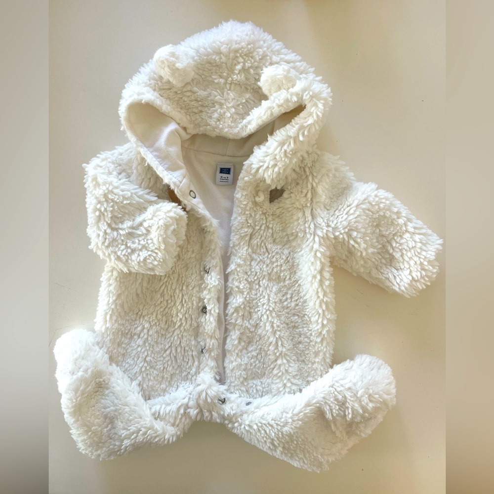 Janie and Jack One-Piece Faux Fur Winter Snow Suit With Feet LIKE NEW  0-3 & 3-6